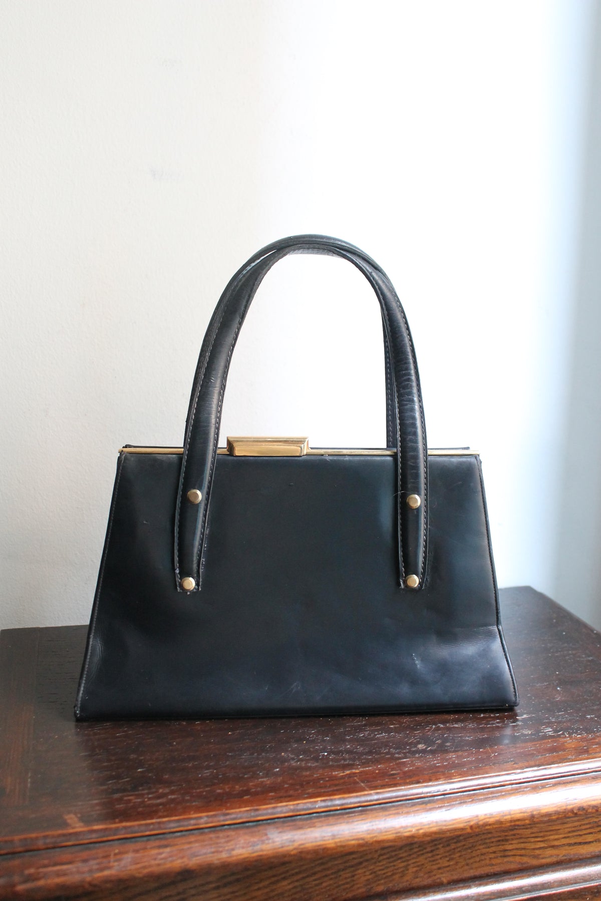 Tiffany & Co sac à main vintage années 1950-1960 en cuir bleu marine