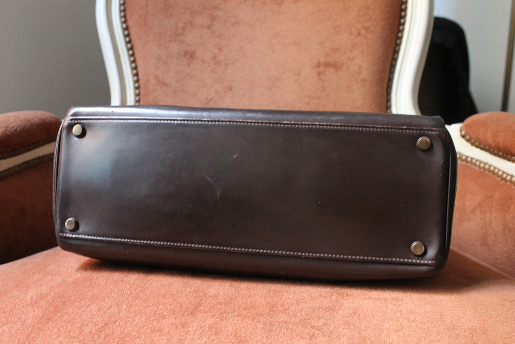 Hermès sac à main modèle Kelly 32 en cuir box marron