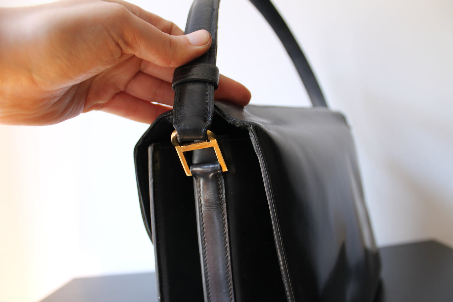 Hermès sac à main modèle Floride en cuir box noir