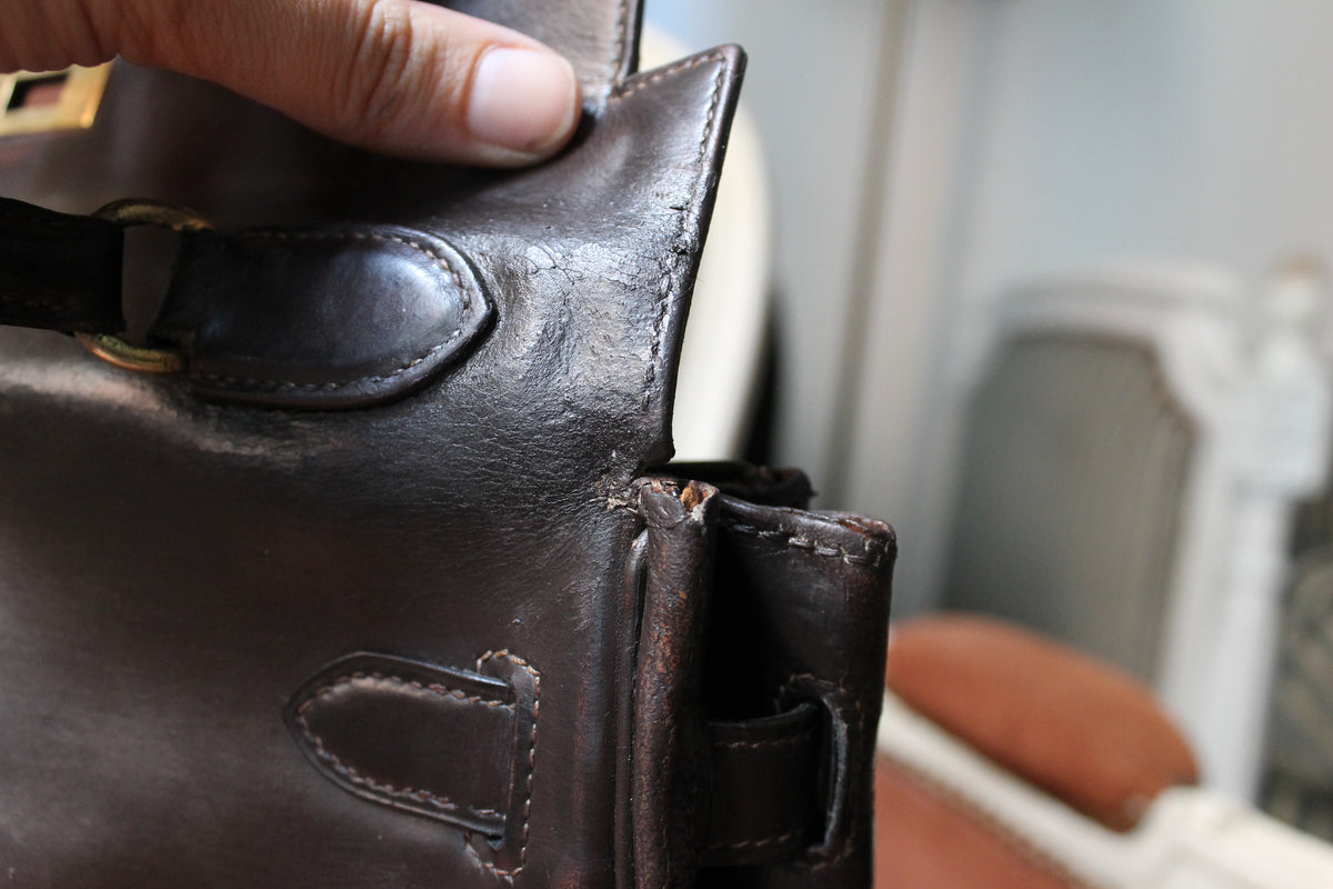 Hermès sac à main modèle Kelly 32 en cuir box marron