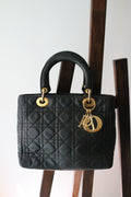 Dior sac à main modèle Lady Dior en cuir noir