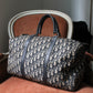 Dior sac à main bowling en toile Dior oblique bleu marine et beige