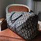 Dior sac à main bowling en toile Dior oblique bleu marine et beige