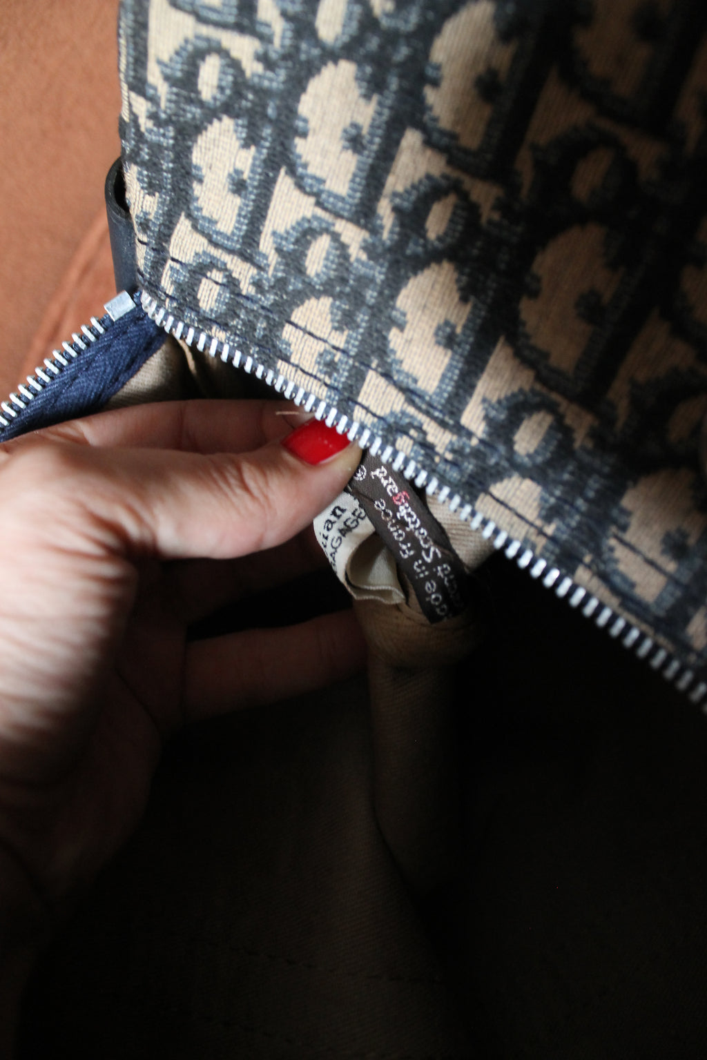 Dior sac à main bowling en toile Dior oblique bleu marine et beige