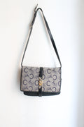 Céline sac à main modèle "Trio" vintage en cuir bleu marine
