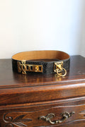 Hermès ceinture modèle "Collier de Chien" Médor en cuir de crocodile noir verni