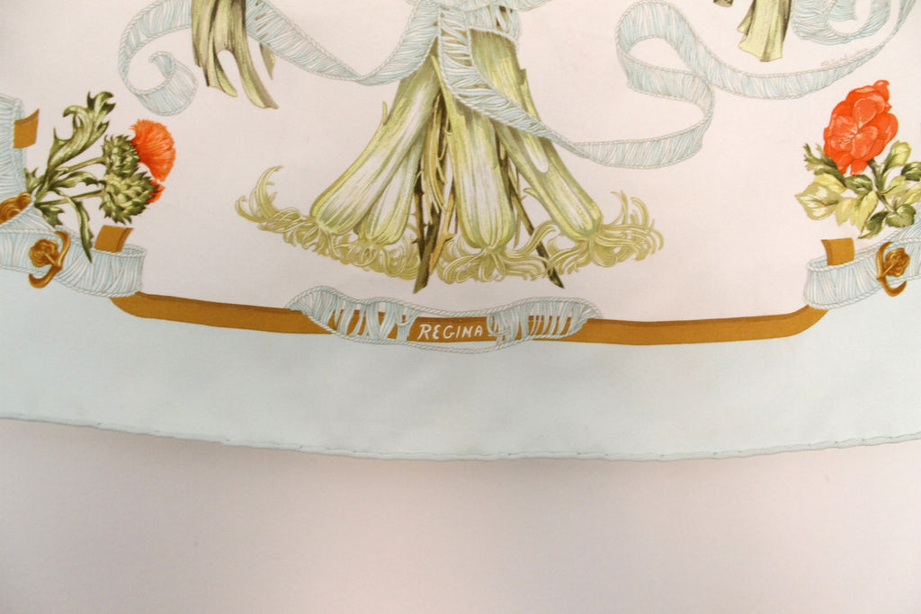 Hermès gavroche en soie modèle Régina turquoise