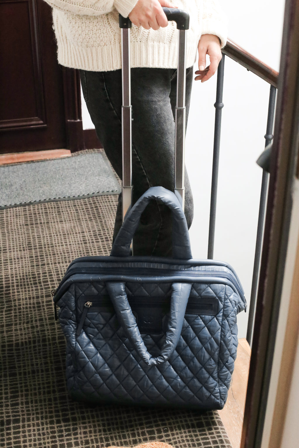 Chanel Trolley Cocoon en nylon bleu et cuir