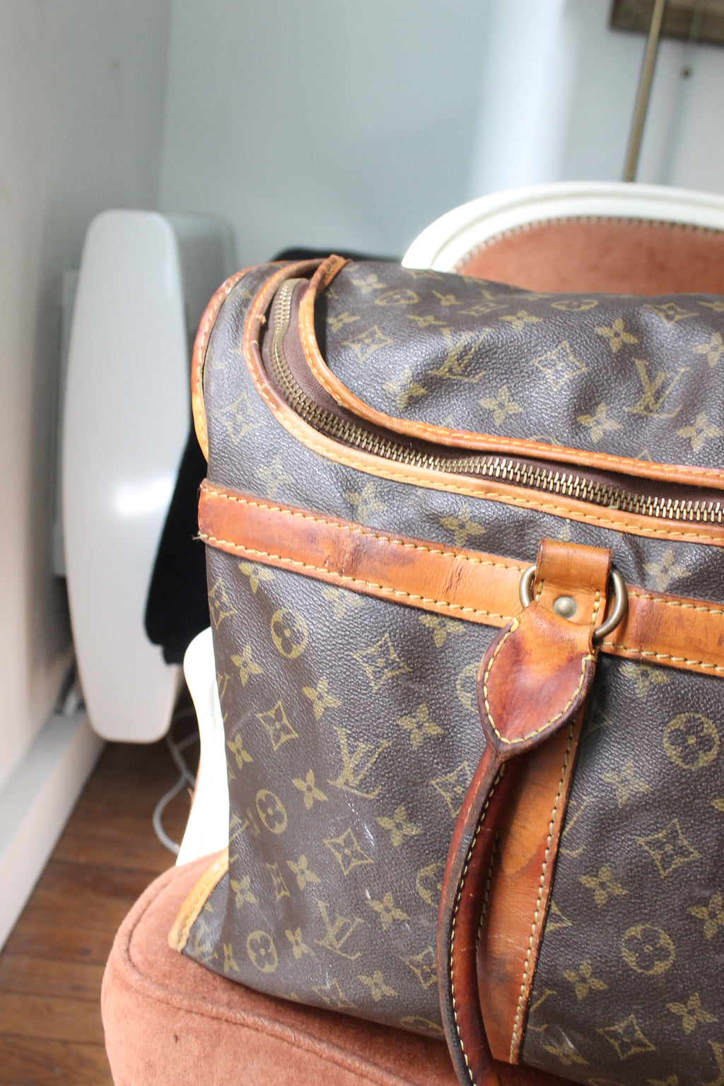 Louis Vuitton sac de voyage vintage en toile monogram et cuir camel