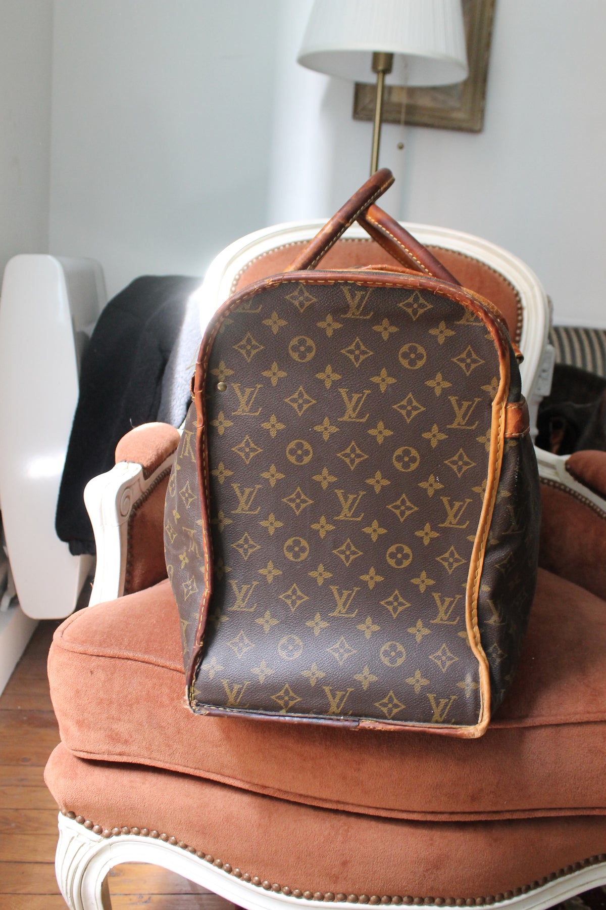 Louis Vuitton sac de voyage vintage en toile monogram et cuir camel
