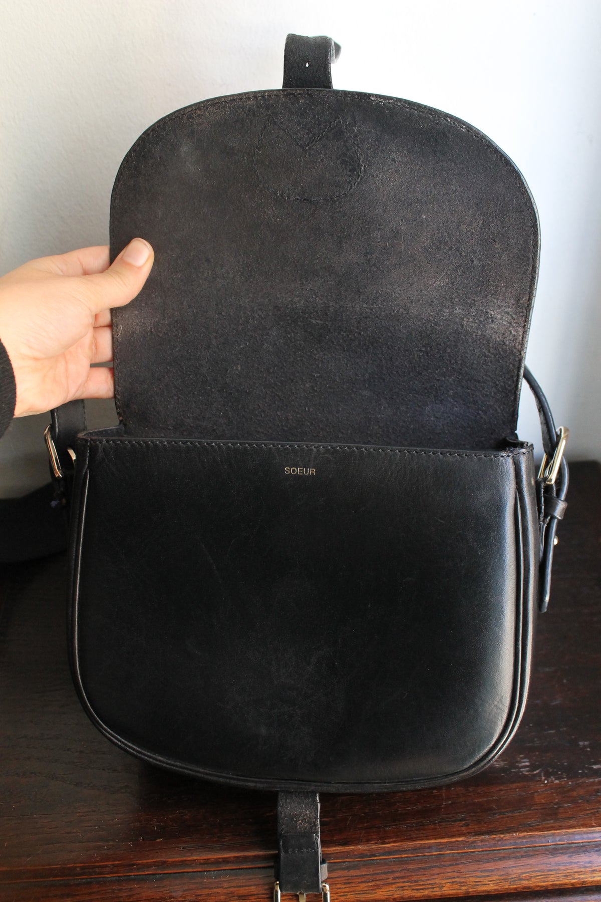 Soeur sac à main en cuir noir