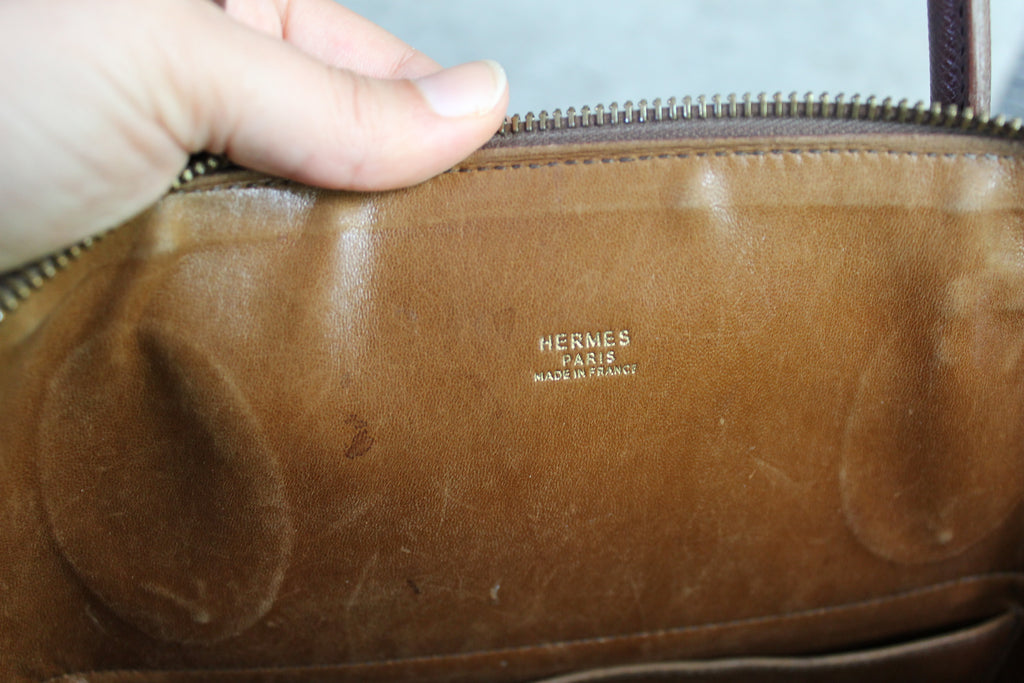 Hermès Paris modèle bolide 35 en cuir epsom brun