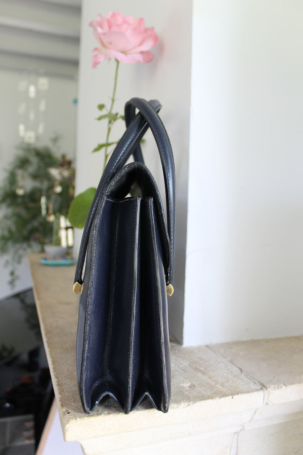 Hermès sac Gâchette en veau box bleu marine