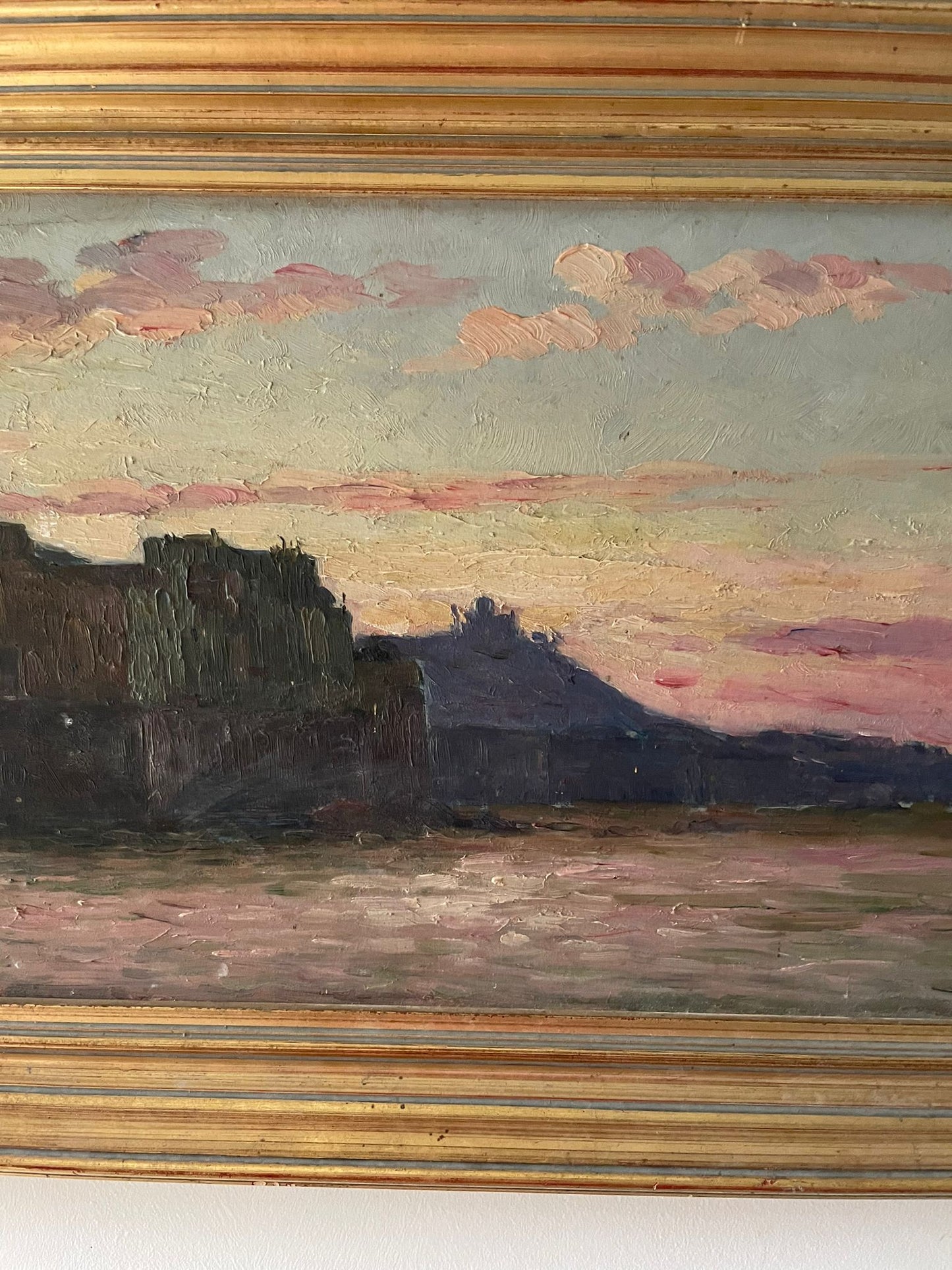 Marius Reynaud (1860 - 1935) "Littoral algérien au coucher de soleil" huile sur bois