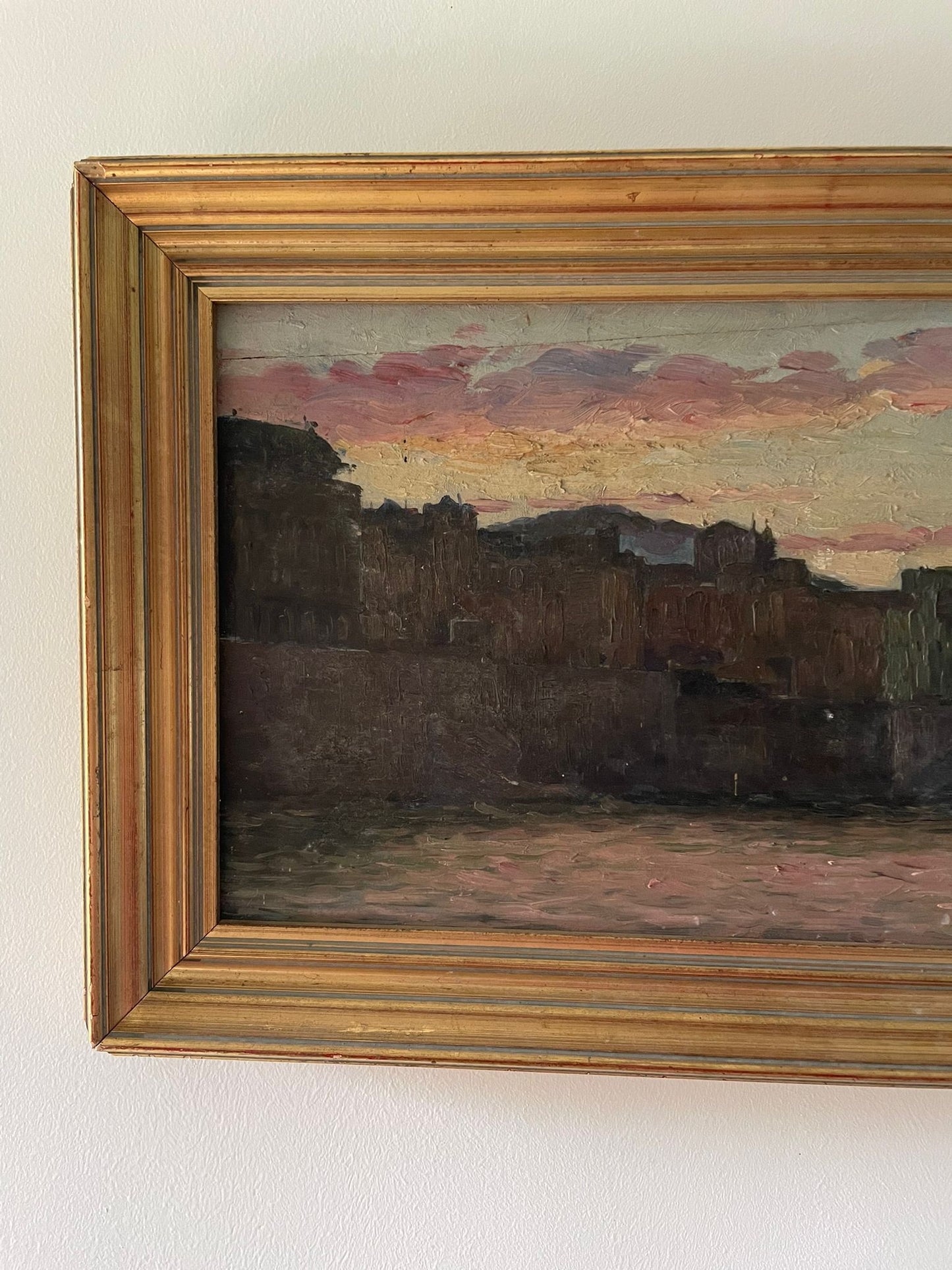 Marius Reynaud (1860 - 1935) "Littoral algérien au coucher de soleil" huile sur bois