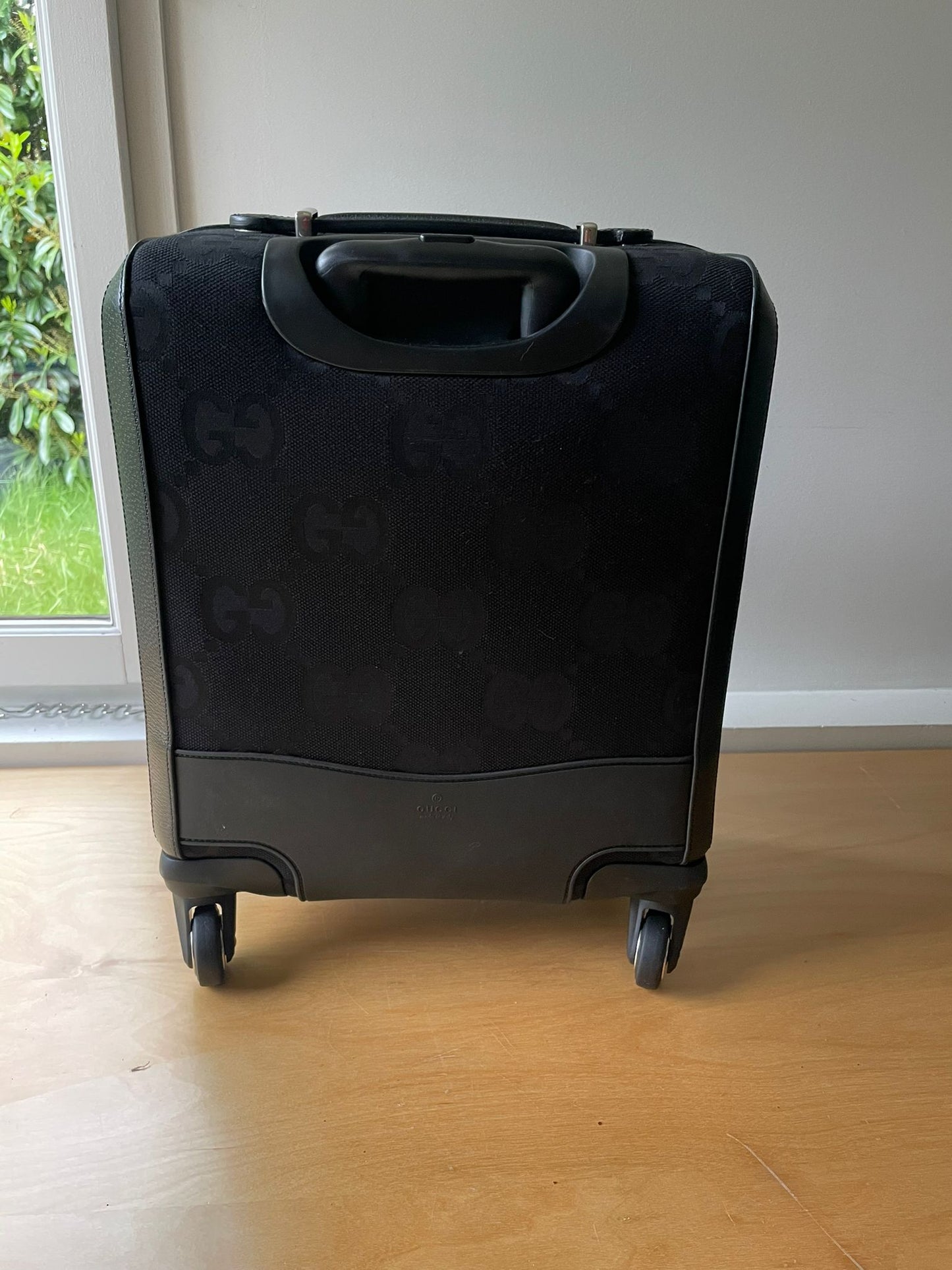 Gucci valise cabine rigide en tissu monogrammé GG et cuir grainé noir neuve