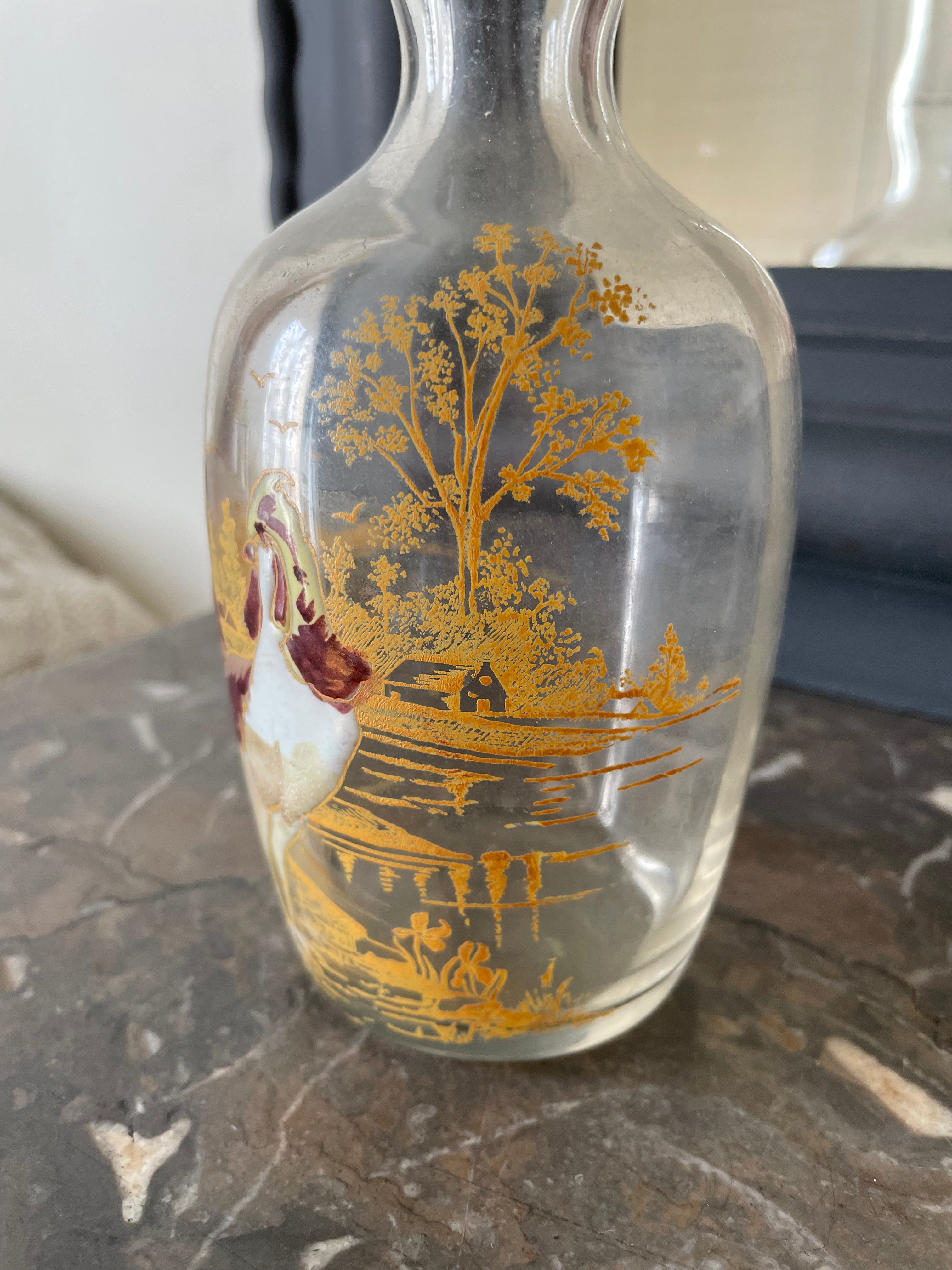 Legras (Fin XIXe siècle) Carafe à liqueur en verre émaillé