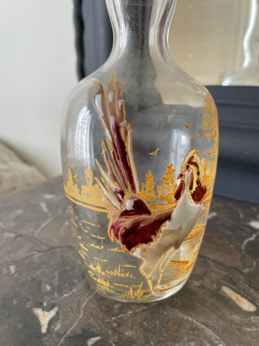 Legras (Fin XIXe siècle) Carafe à liqueur en verre émaillé