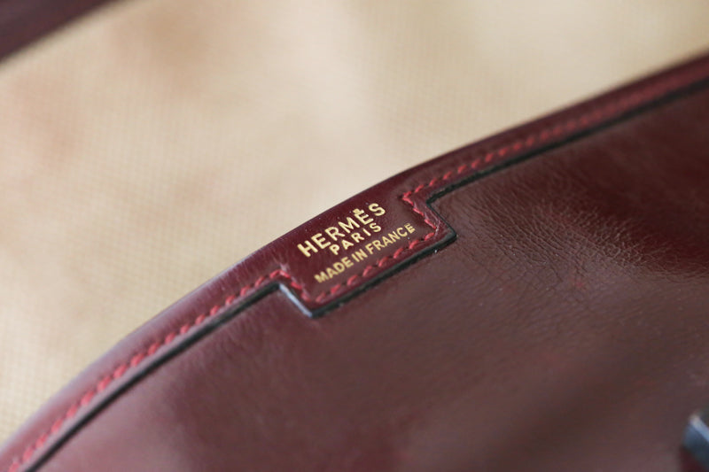 Pochette Hermès vintage Jige en cuir bordeaux