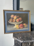 Peinture "Pommes dans une coupelle" signée G.Godinet