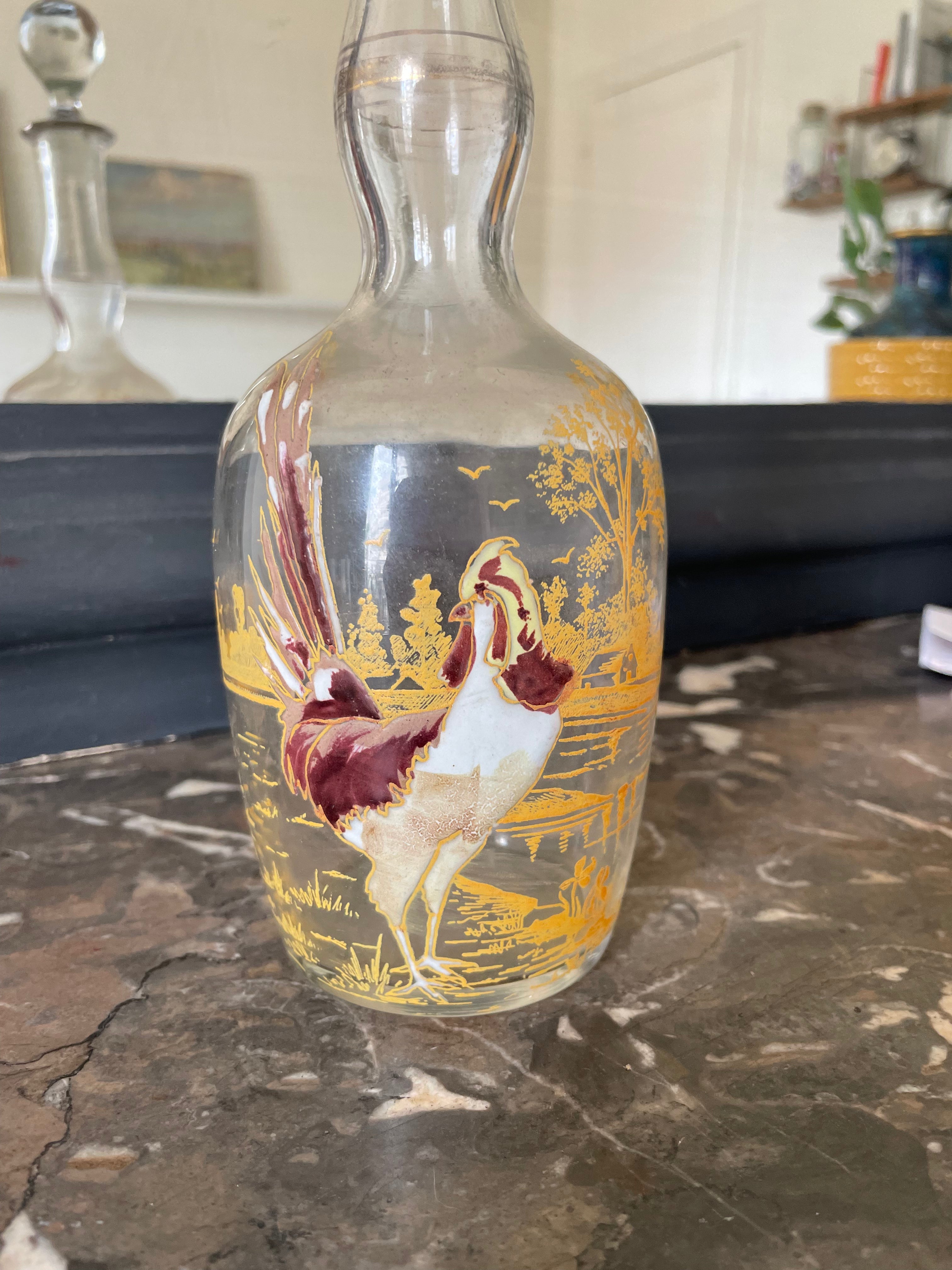 Legras (Fin XIXe siècle) Carafe à liqueur en verre émaillé