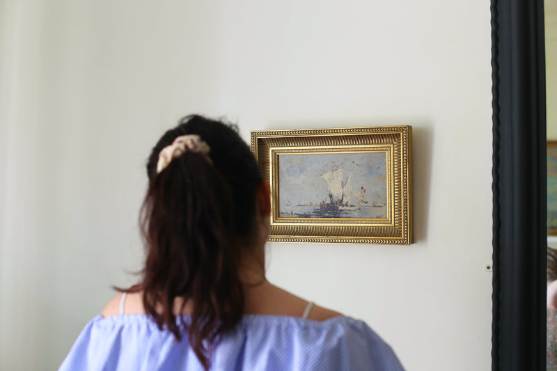 Bazil (XXe siècle) "Bateaux français sortant en mer" huile sur panneau