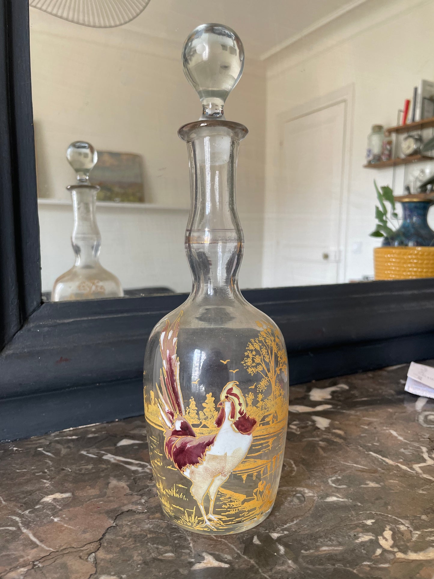 Legras (Fin XIXe siècle) Carafe à liqueur en verre émaillé