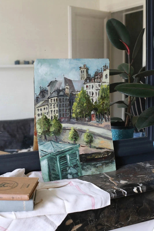 Herbert Theurillat (1896 - 1987) peinture recto-verso "Quai de Seine et Nu"