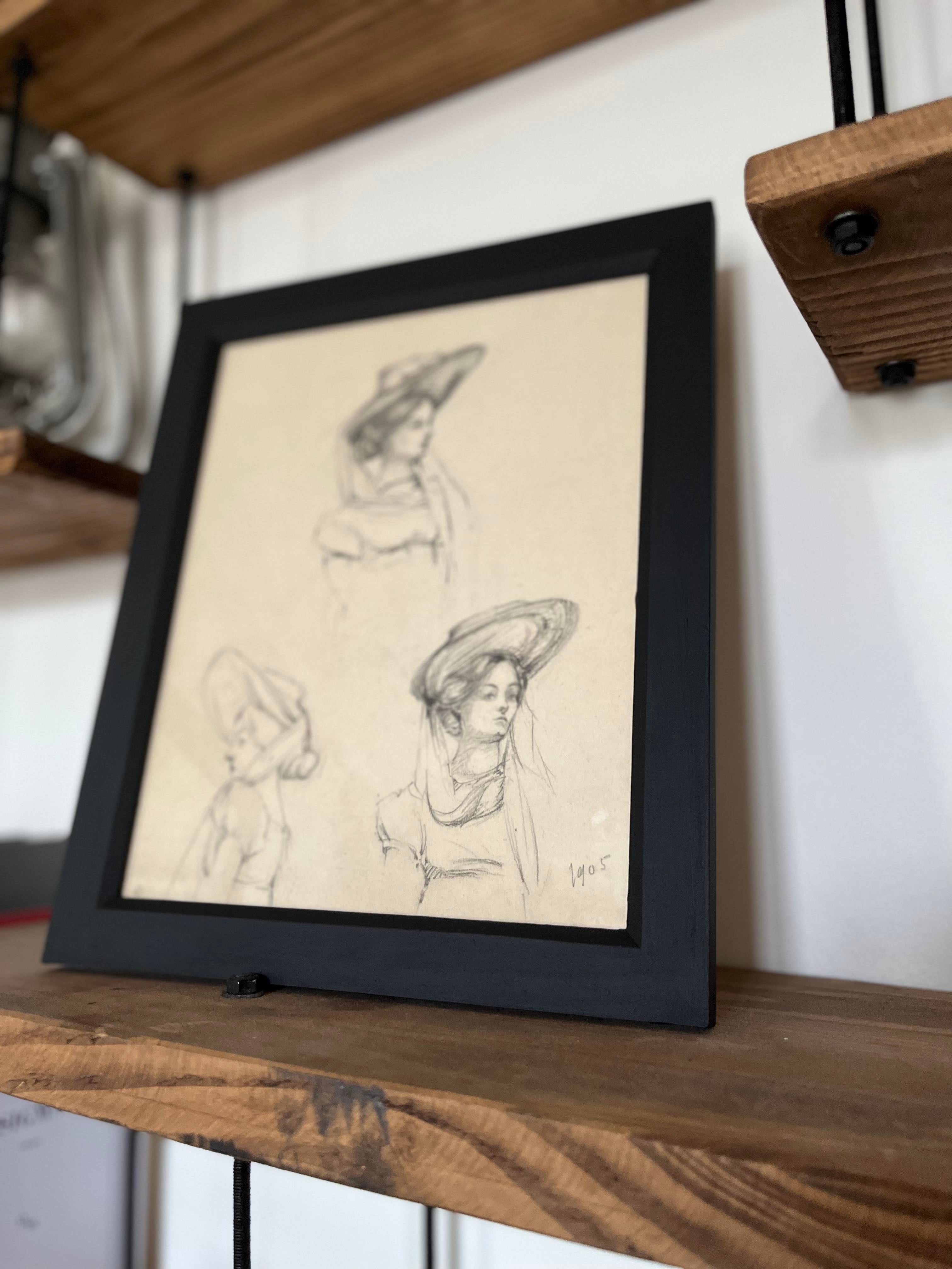 Dessin datant de 1905 représentant une modiste parisienne
