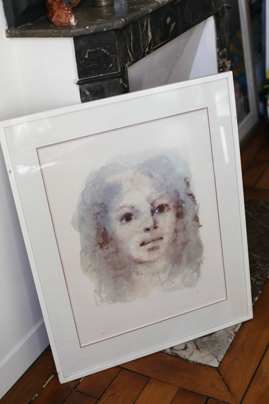 Leonor Fini (1907 - 1996) "Portrait of a young girl" numbered lithograph