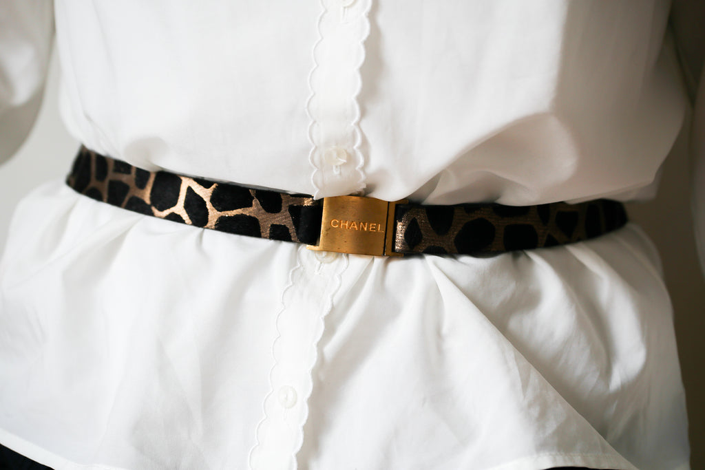 Chanel ceinture taille haute en cuir