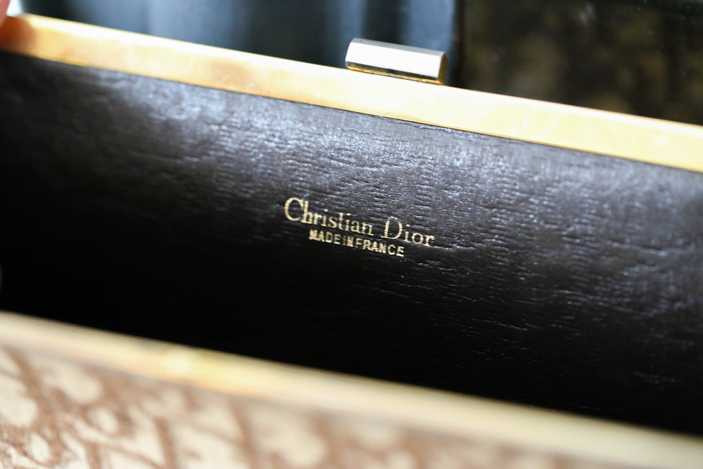 Pochette vintage en toile et cuir Dior oblique