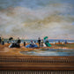 Louise Picard peinture sur bois du début du XXe siècle "Scène de plage animée"