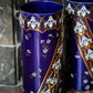 Paire de vases Art nouveau en porcelaine de Lunéville - Motifs floraux en relief doré