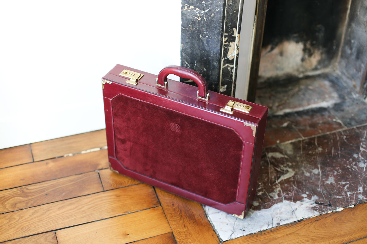 Cartable Balenciaga vintage en cuir et daim bordeaux