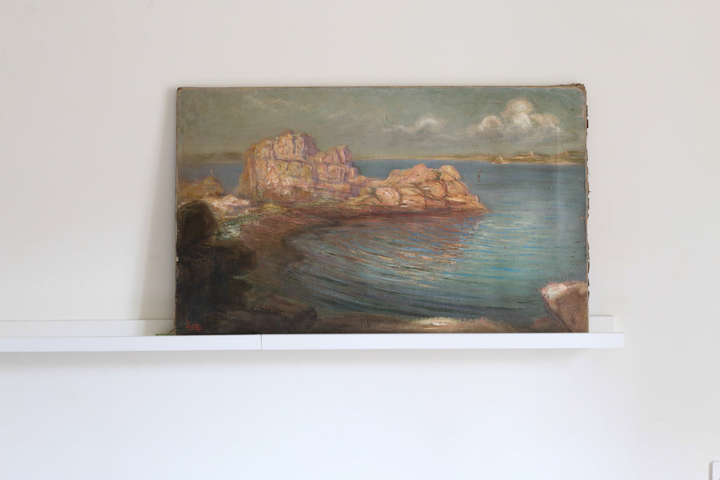 Tableau "Rochers de Ploumanac'h" début XXe siècle signé L. Bietrix