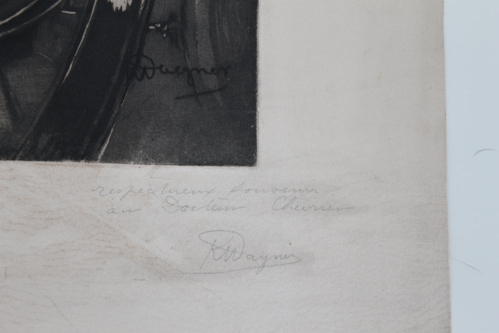 Karl Wagner (1839 - 1929) "jeune fille dans sa calèche" gravure signée manuscritement