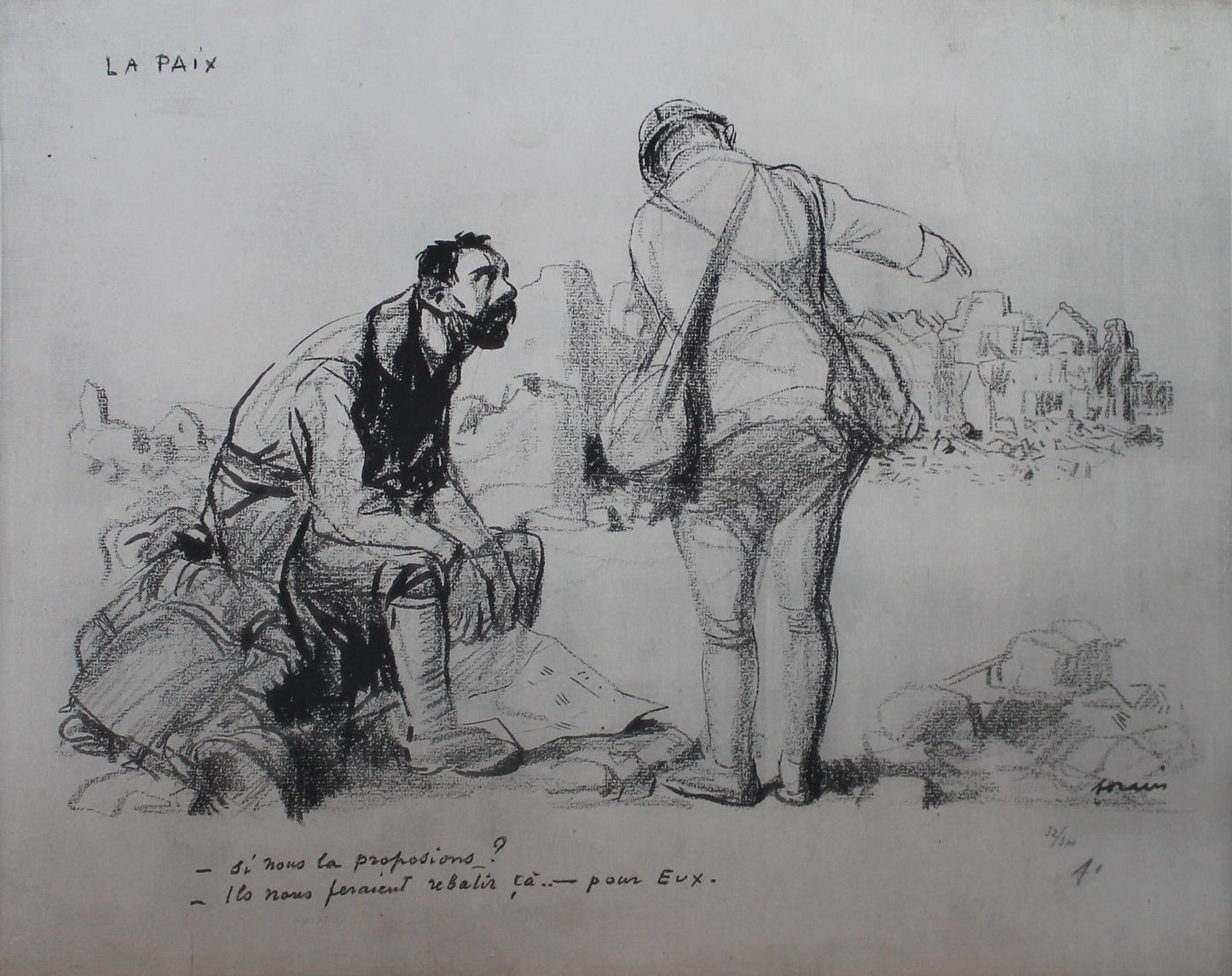 Lithograph Jean-Louis Forain "La Paix"