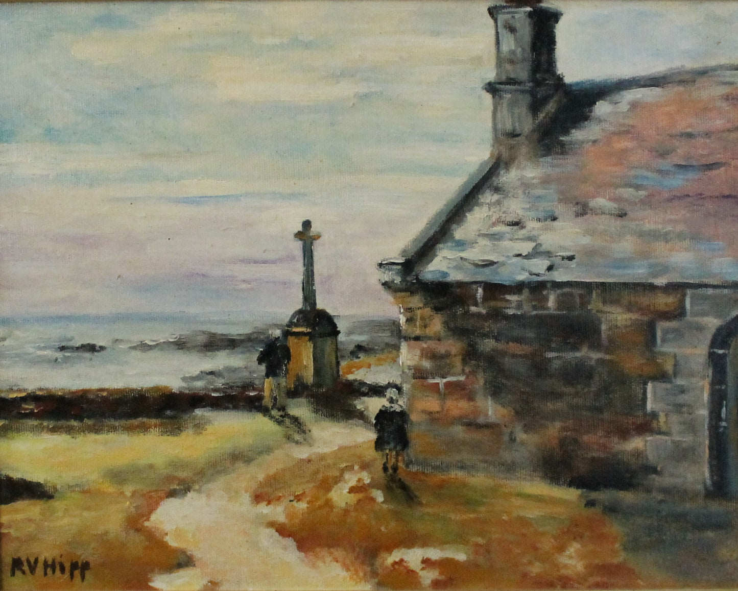 Signed Breton landscape, oil on panel