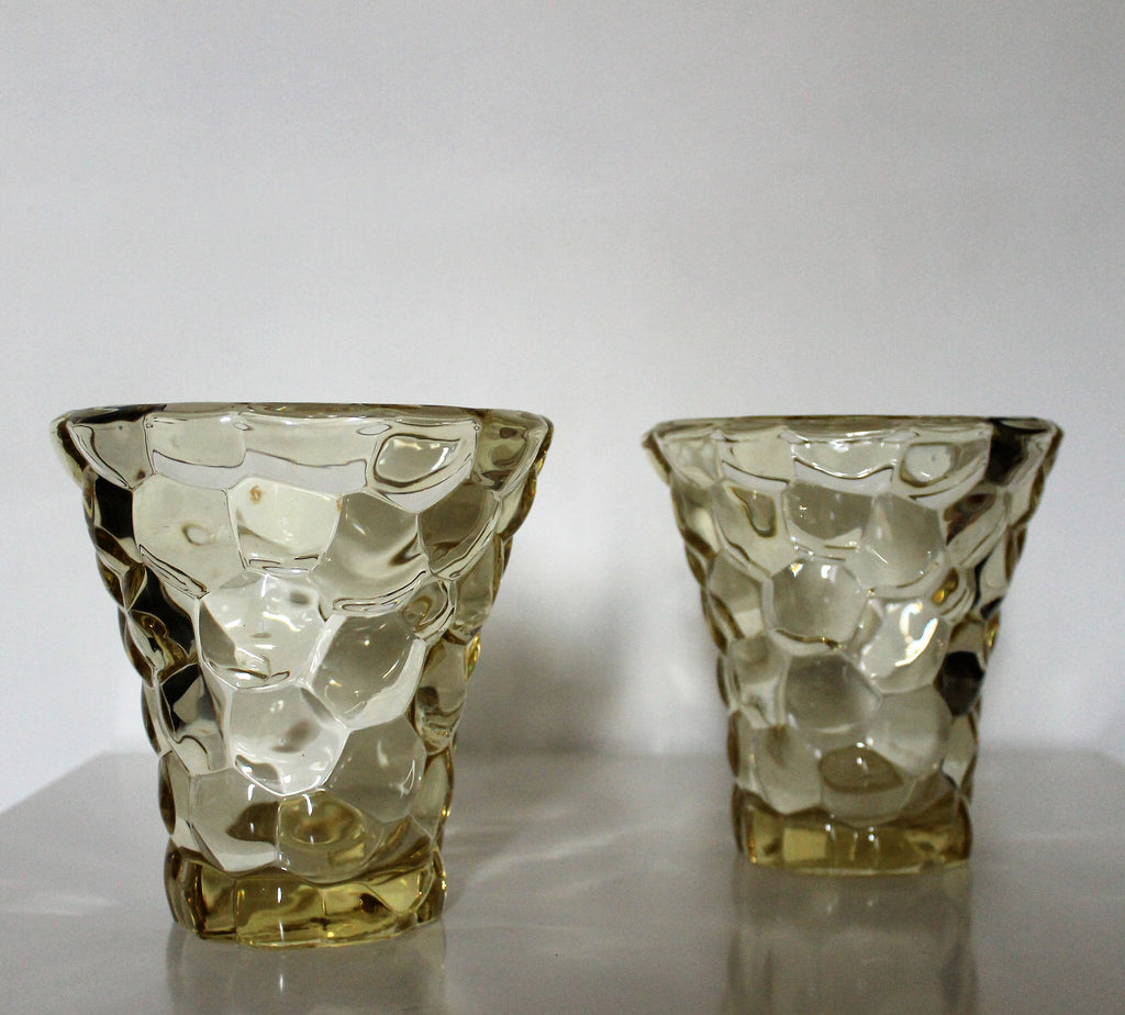 Pierre d'Avesn (1901 - 1990) pair of art deco "honeycomb" vases