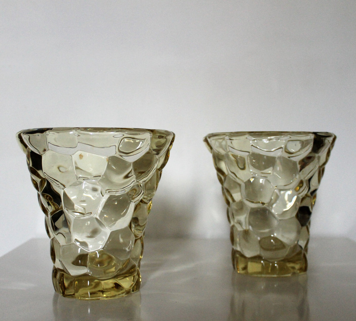 Pierre d'Avesn (1901 - 1990) pair of art deco "honeycomb" vases
